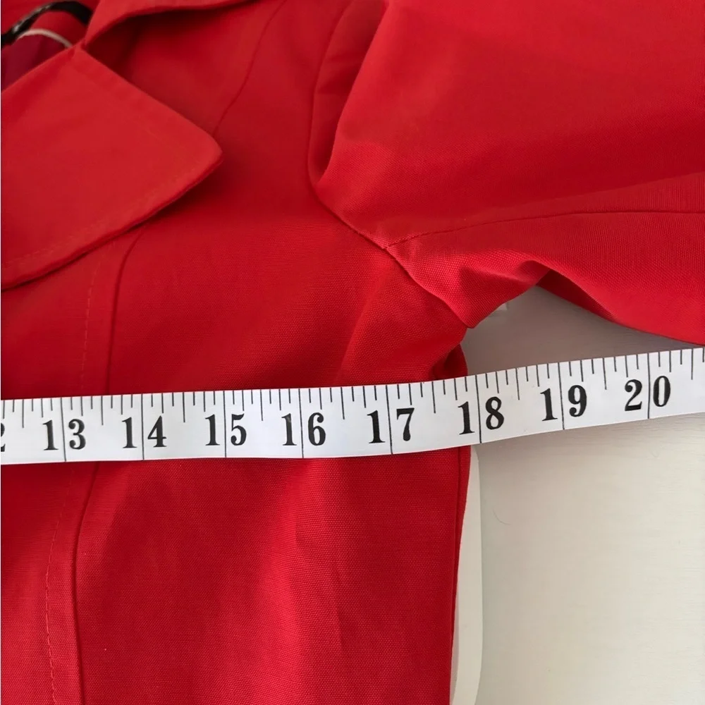 DKNY Red Funnel Neck Belted Trench Coat Pea Coat - Picture 15 of 16